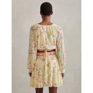REISS LYLA Floral Print Tie Waist Mini Skirt